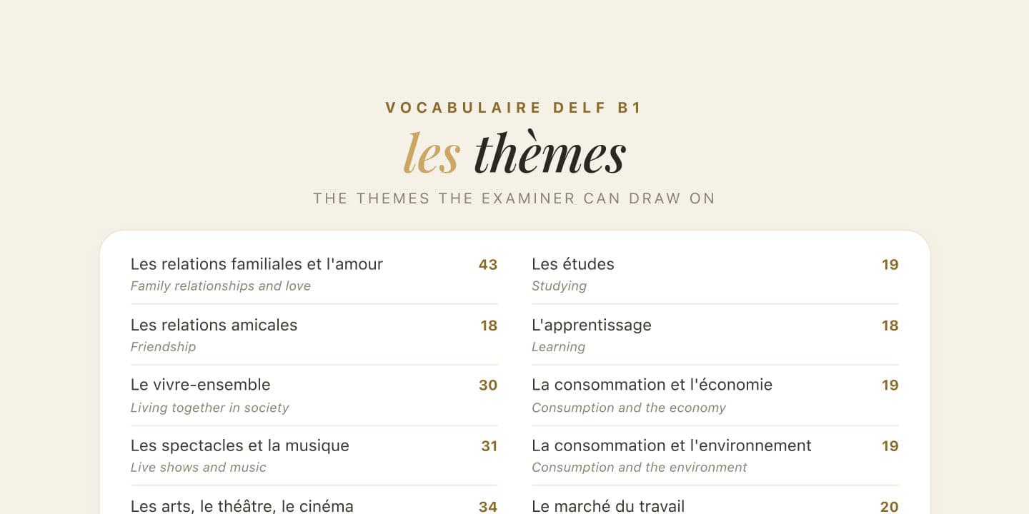 Preview of DELF B1 Vocabulary List: All 21 Themes, With a Free Revision Map