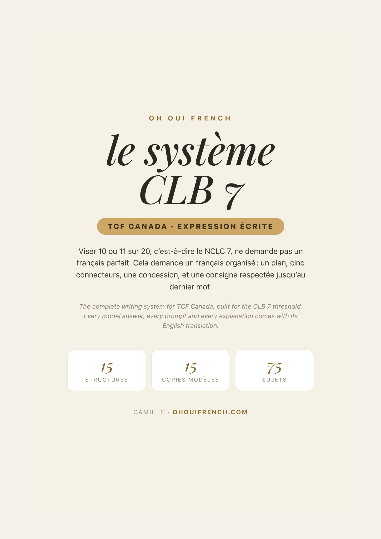 Le Système CLB 7 cover: TCF Canada written expression, 15 structures, 15 model papers, 75 prompts
